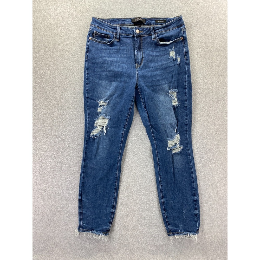 Judy Blue Womens Relaxed Fit Jeans Size 13/31 Distressed Neutral Casual Normcore